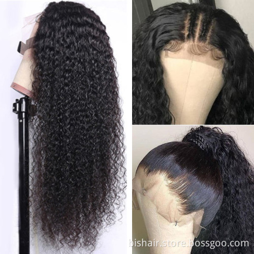BIS Brazilian 100% Human  Hair 4x4 Jerry Curly Waves Wig For Black Women, 150 Density Wigs With Transparent Lace Closure Wig